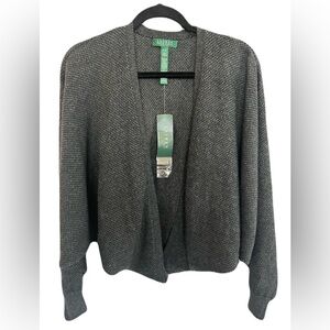 🆕🖤 NWT RALPH LAUREN Batwing Cardigan IN Gray/Black | Women’s S/P